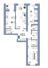 3-комнатная квартира №286