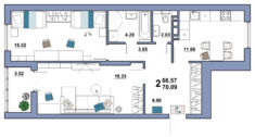 2-комнатная квартира №65