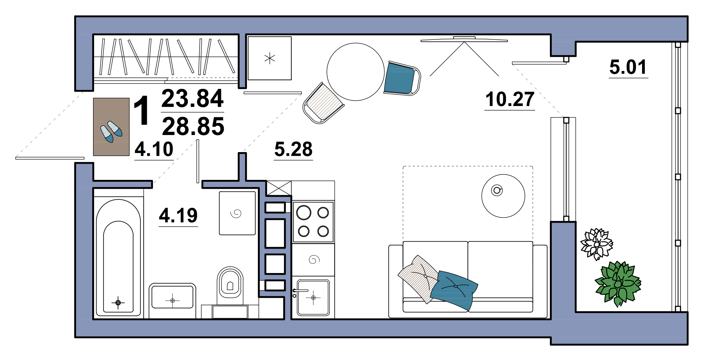 0-к. квартиры